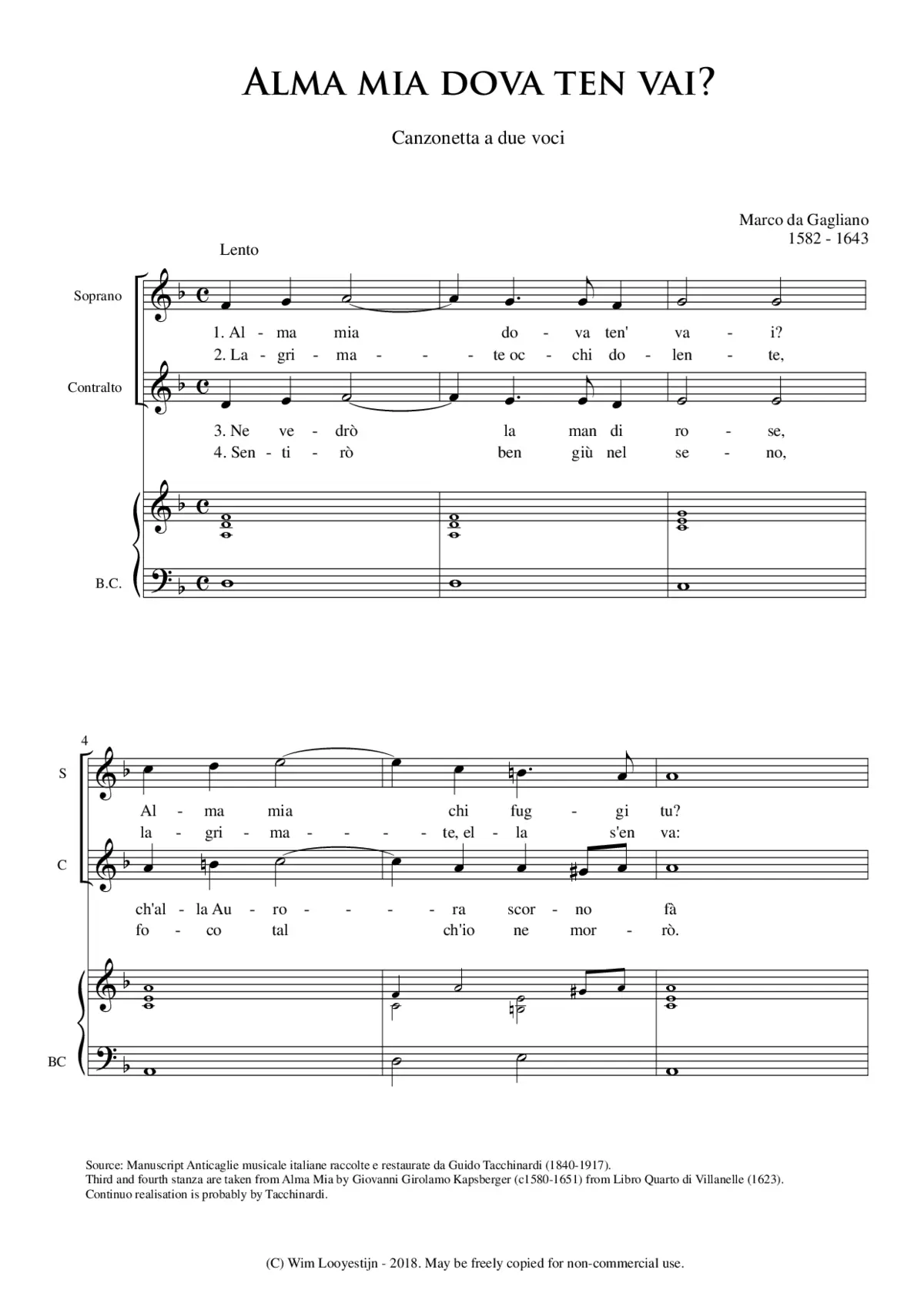Alma mia dove t'en vai - Page 1