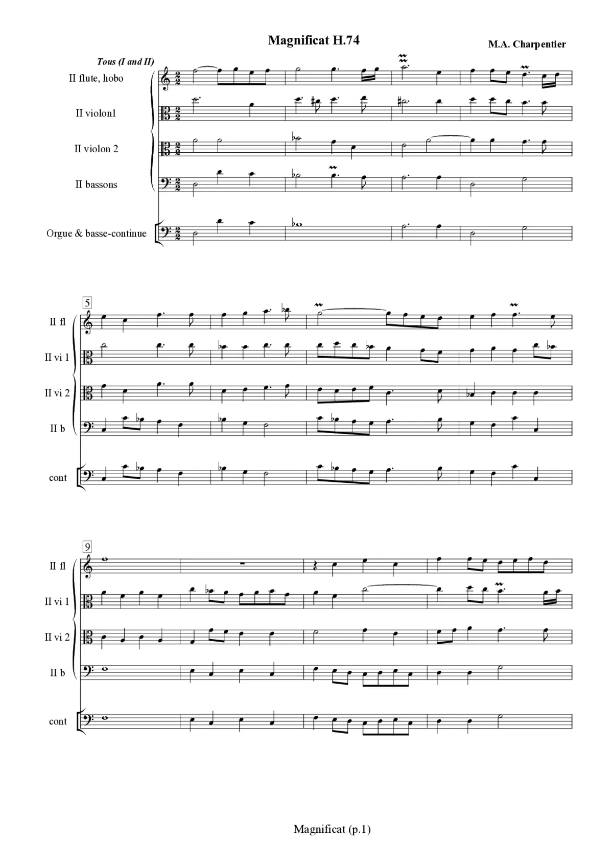 Magnificat à 8 voix et 8 instruments, H 74 - Page 1