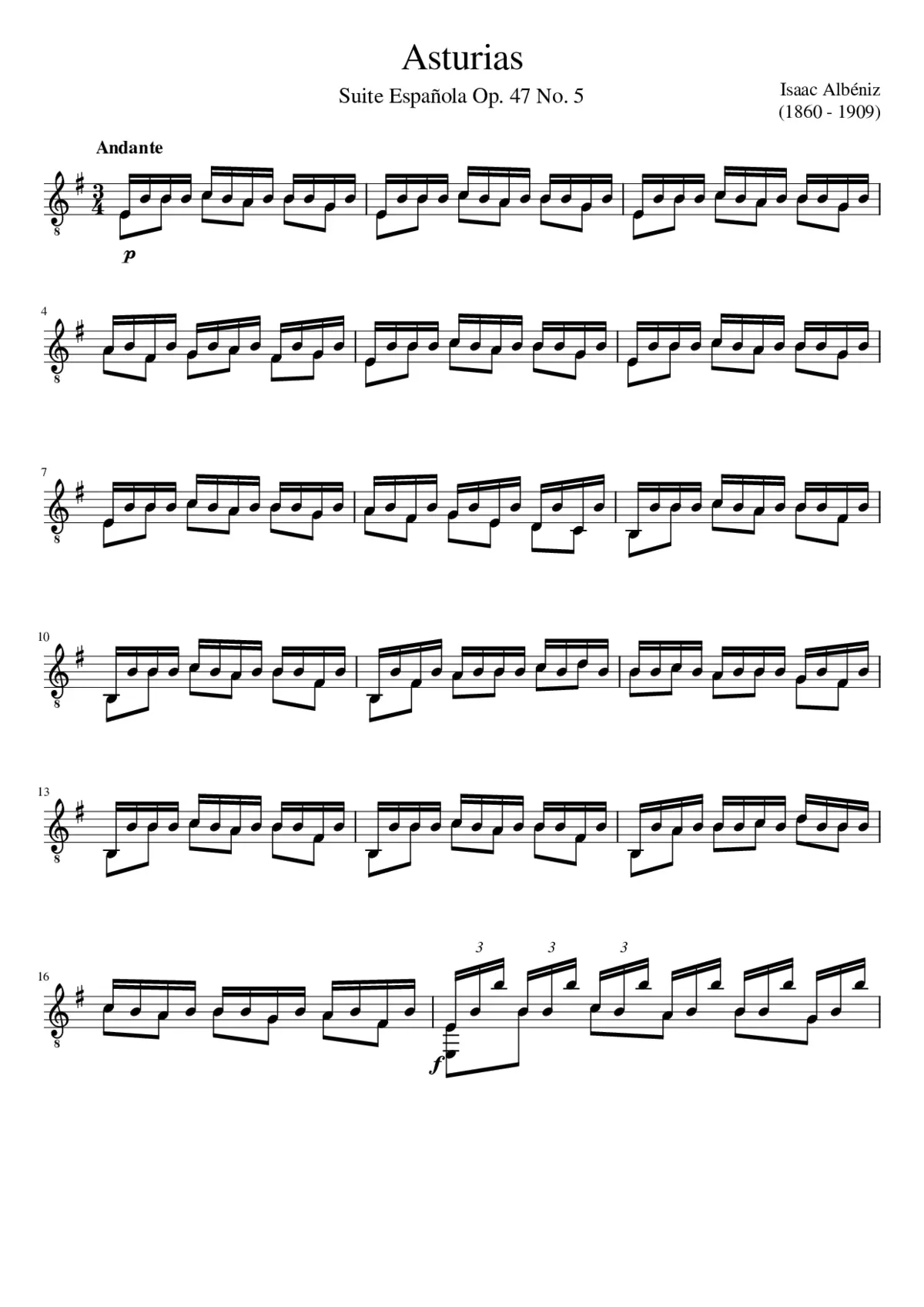 Suite Española No.1 Op.47 - Page 1