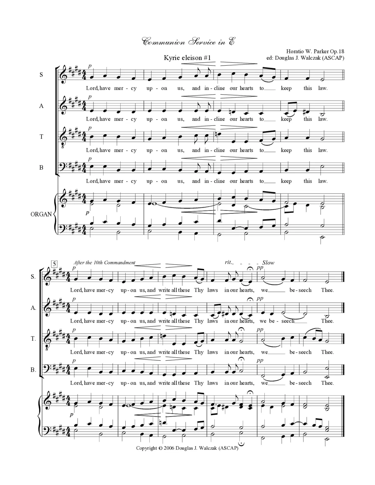 Communion Service, Op. 18 in E Major - Page 1