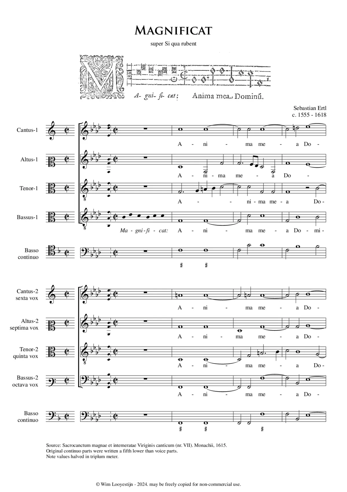 Magnificat super Si qua rubent - Page 1