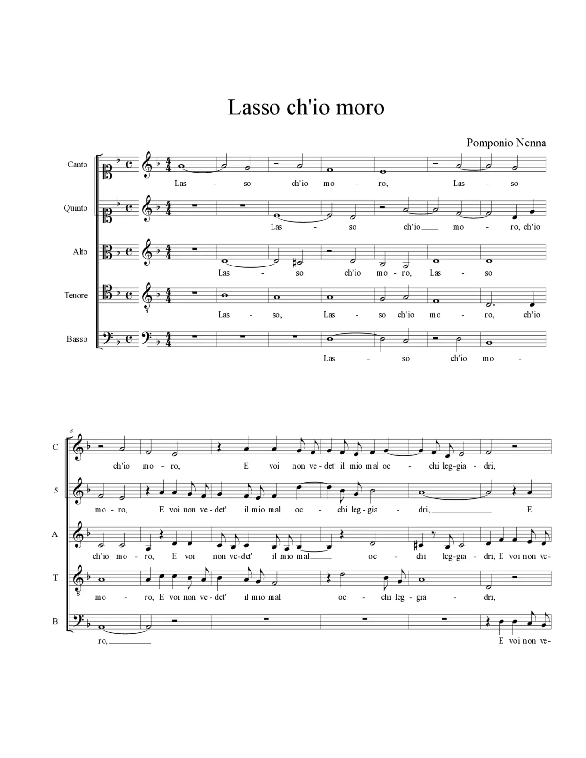 Lasso ch'io moro - Page 1