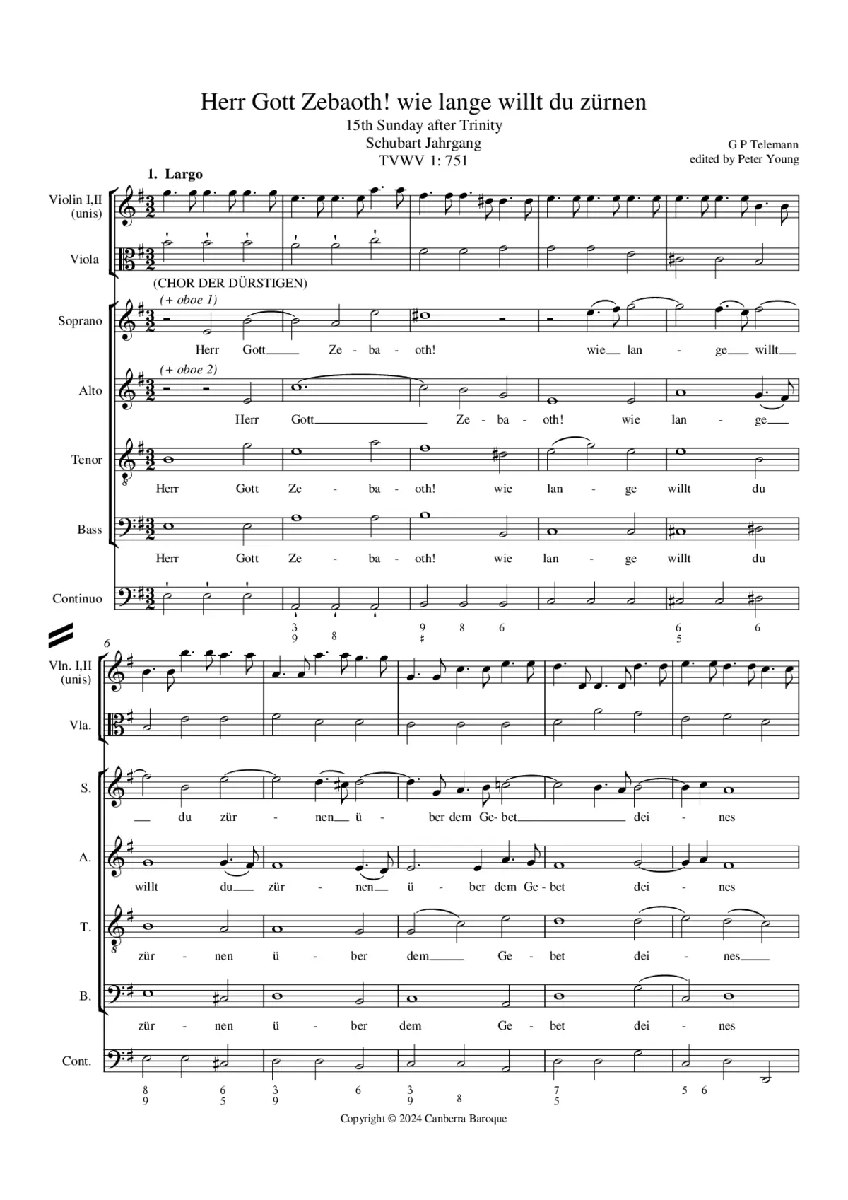 Herr Gott Zebaoth! wie lange willt du zürnen, TWV 1:751 - Page 1