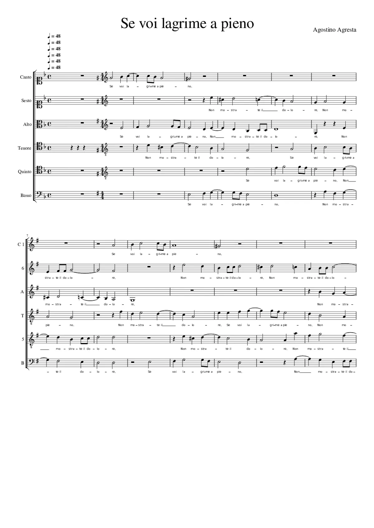 Se voi lagrime a pieno - Page 1