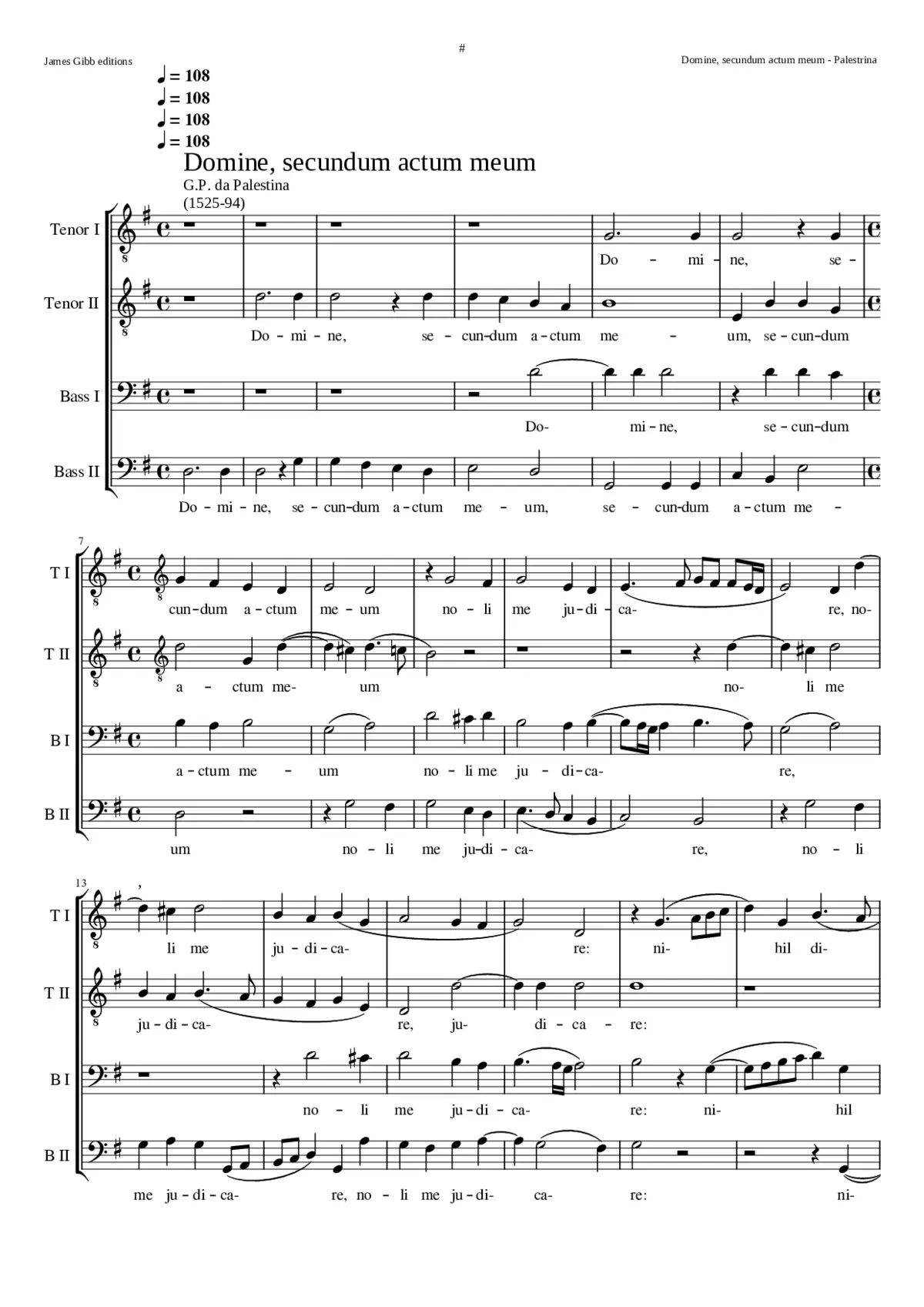 Domine secundum actum meum (not to be confused with Palestrina's 5vv setting) - Page 1