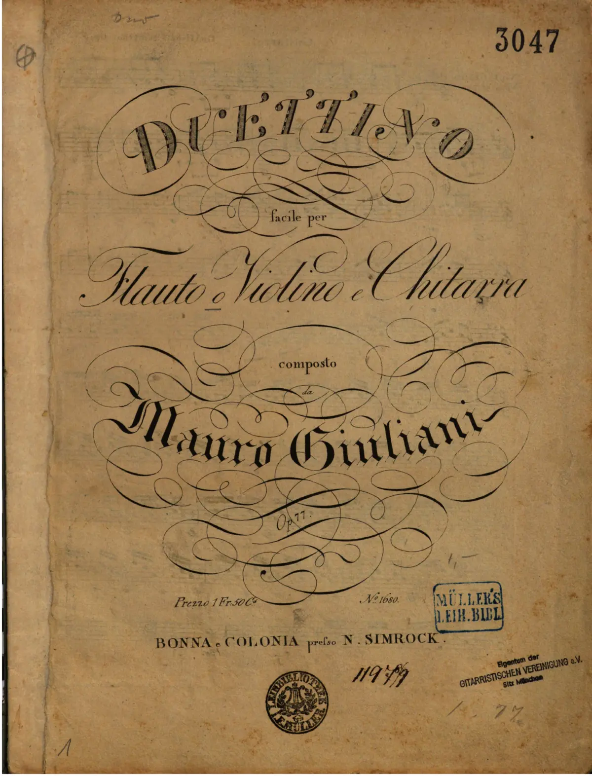 Duettino Facile pour Flauto o Violino e Chitarra - Page 1