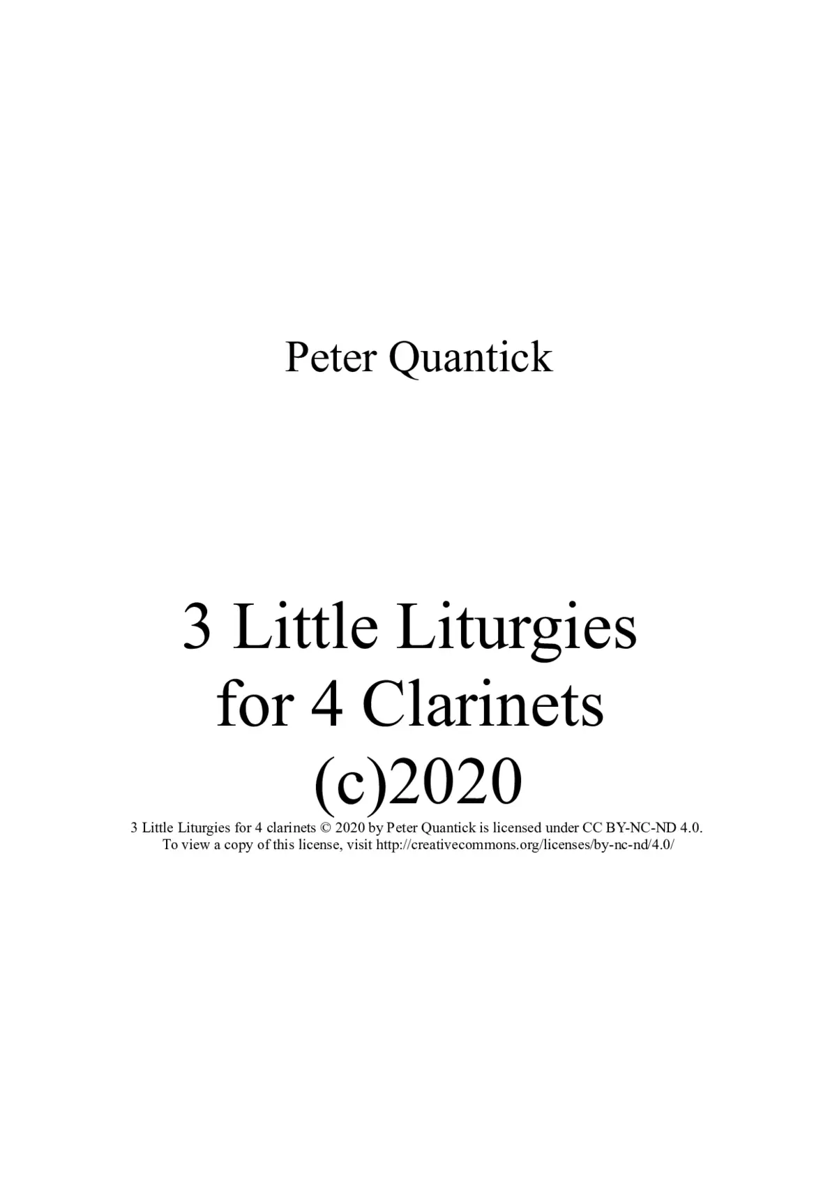 Three Little Liturgies for Clarinet Ensemble - Page 1