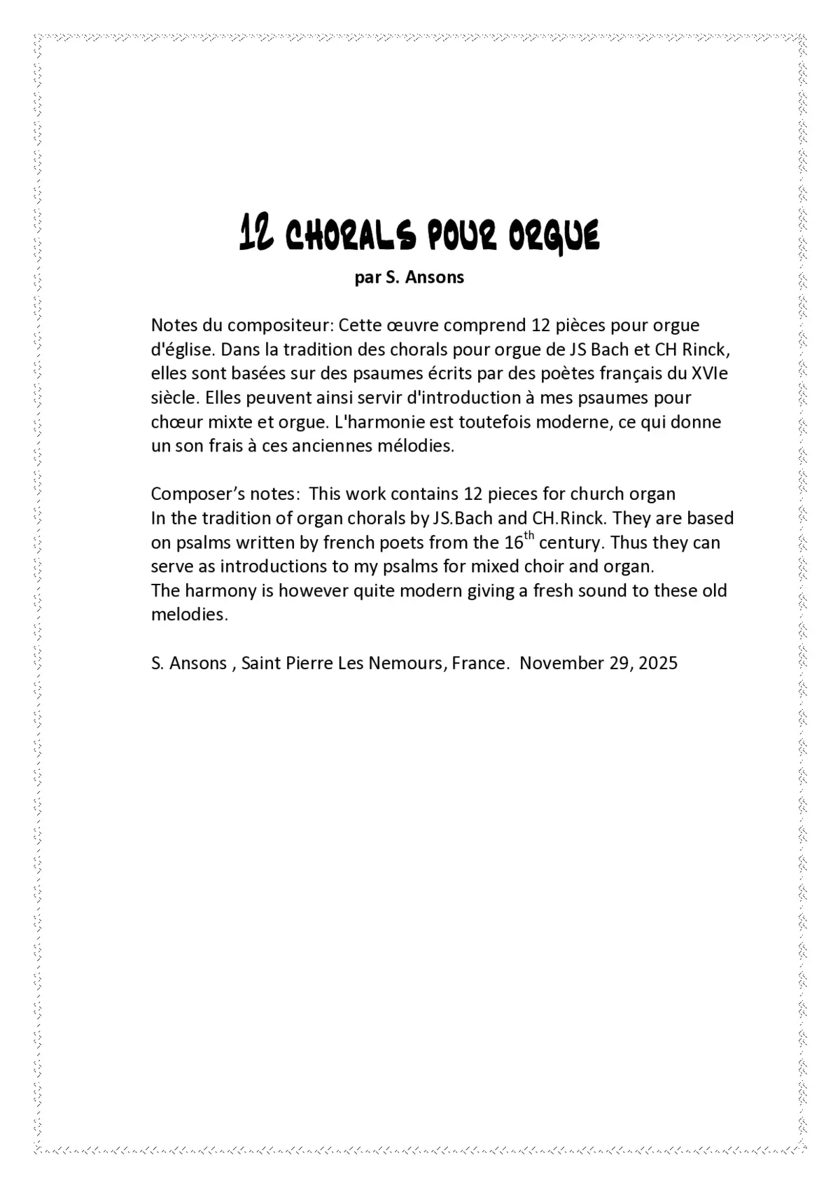 12 chorals pour orgue - Page 1