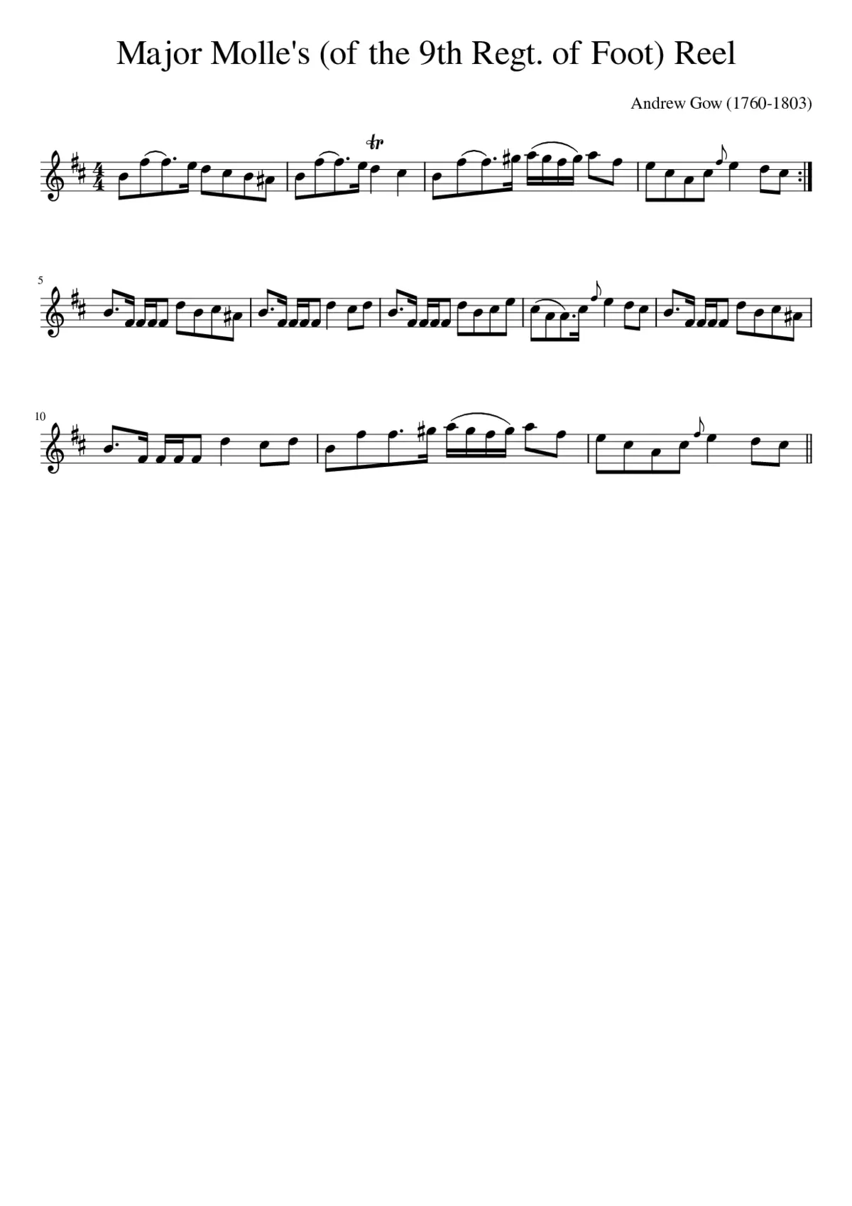 Major Molle's (of the 9th Regt. of Foot) Reel - Page 1
