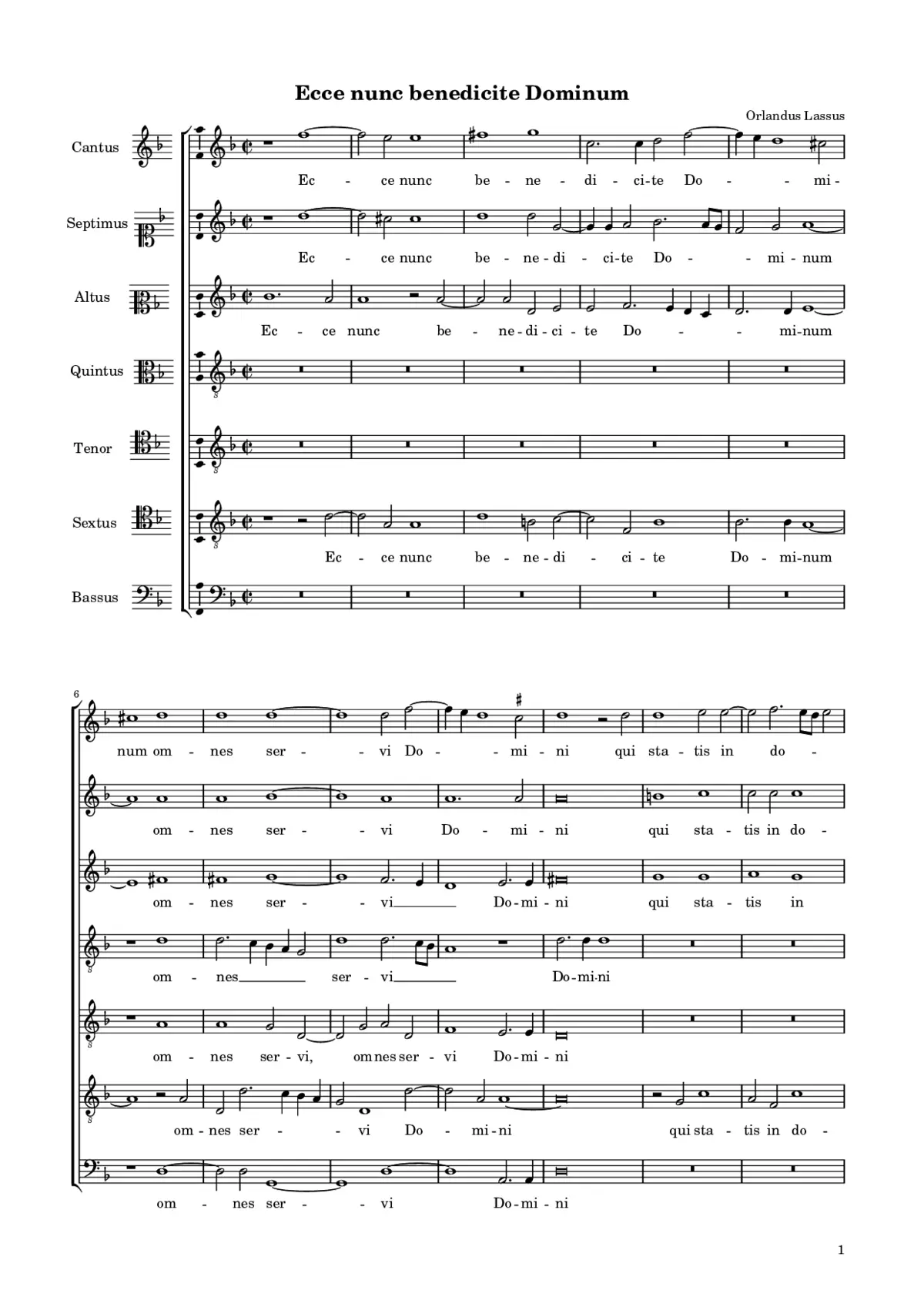 Ecce nunc benedicite Dominum - Page 1