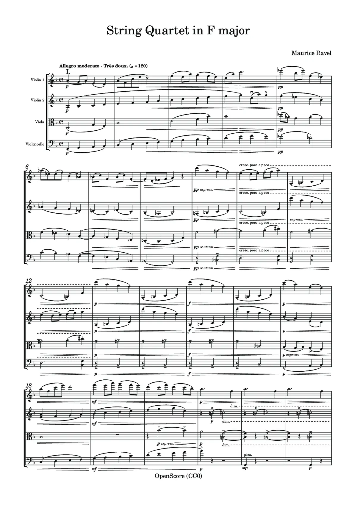 String Quartet in F major - Page 1