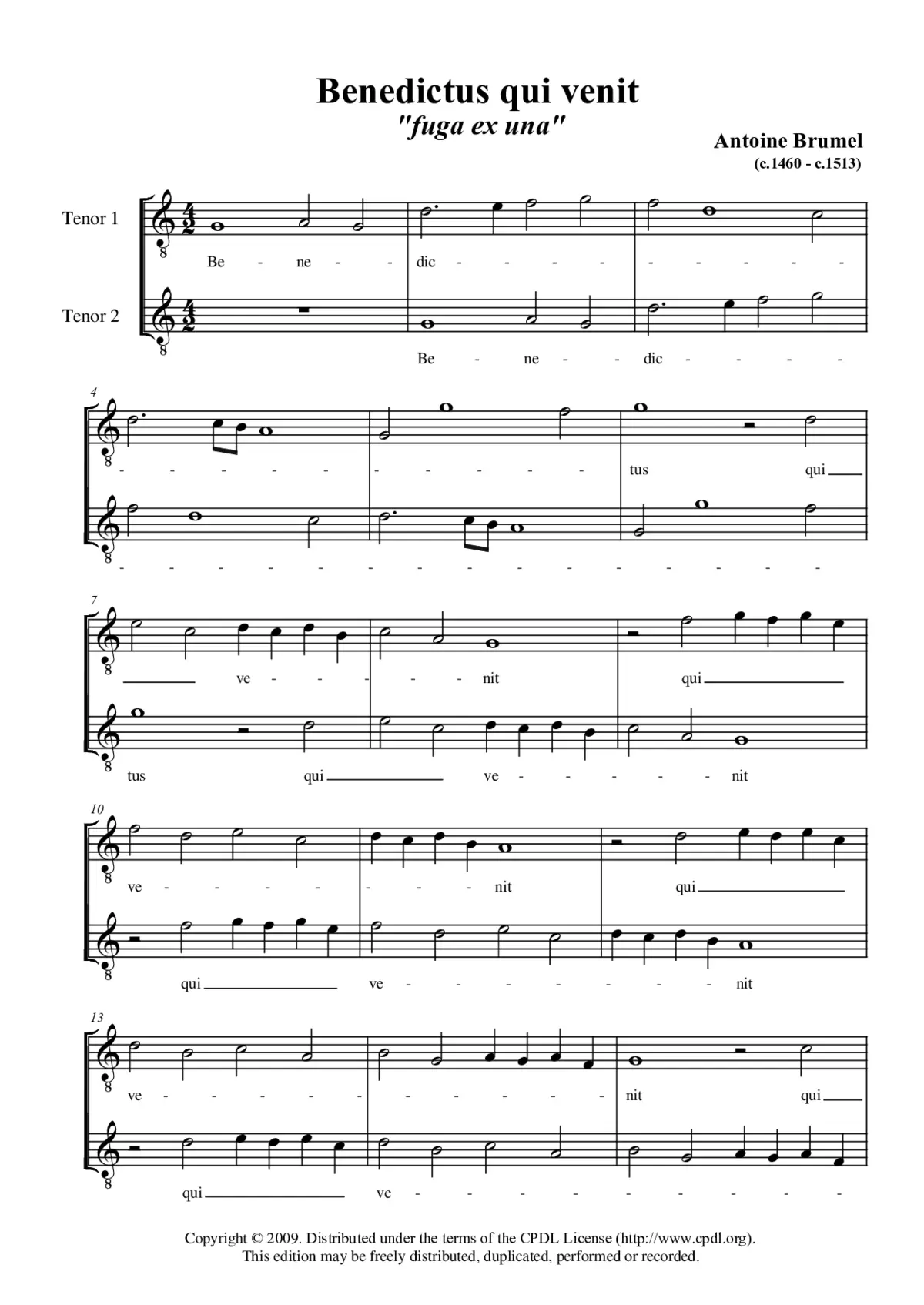 Benedictus 'fuga ex una' - Page 1