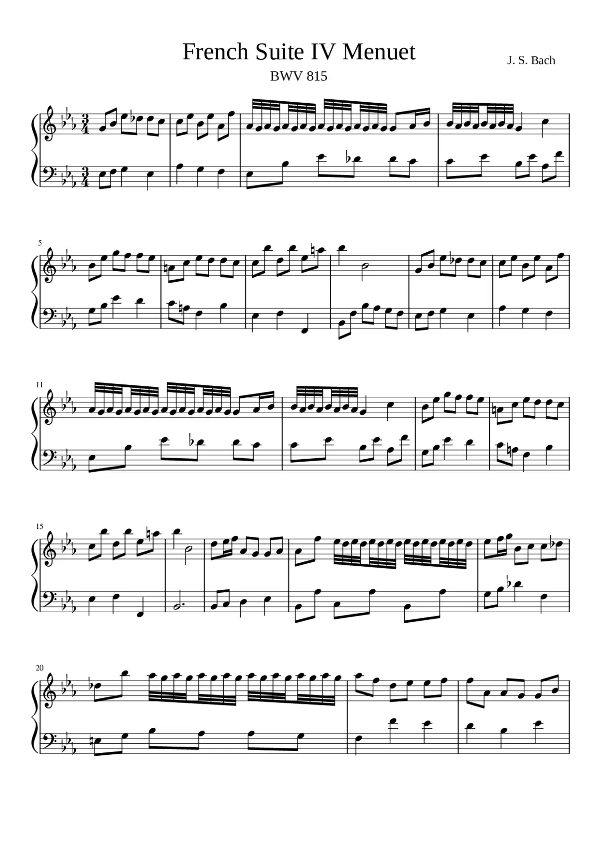 French Suite No.4 in E-flat major BWV 815 - Page 1