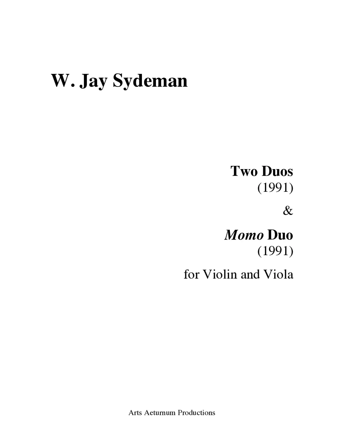 Two Duos for Violin and Viola - Page 1