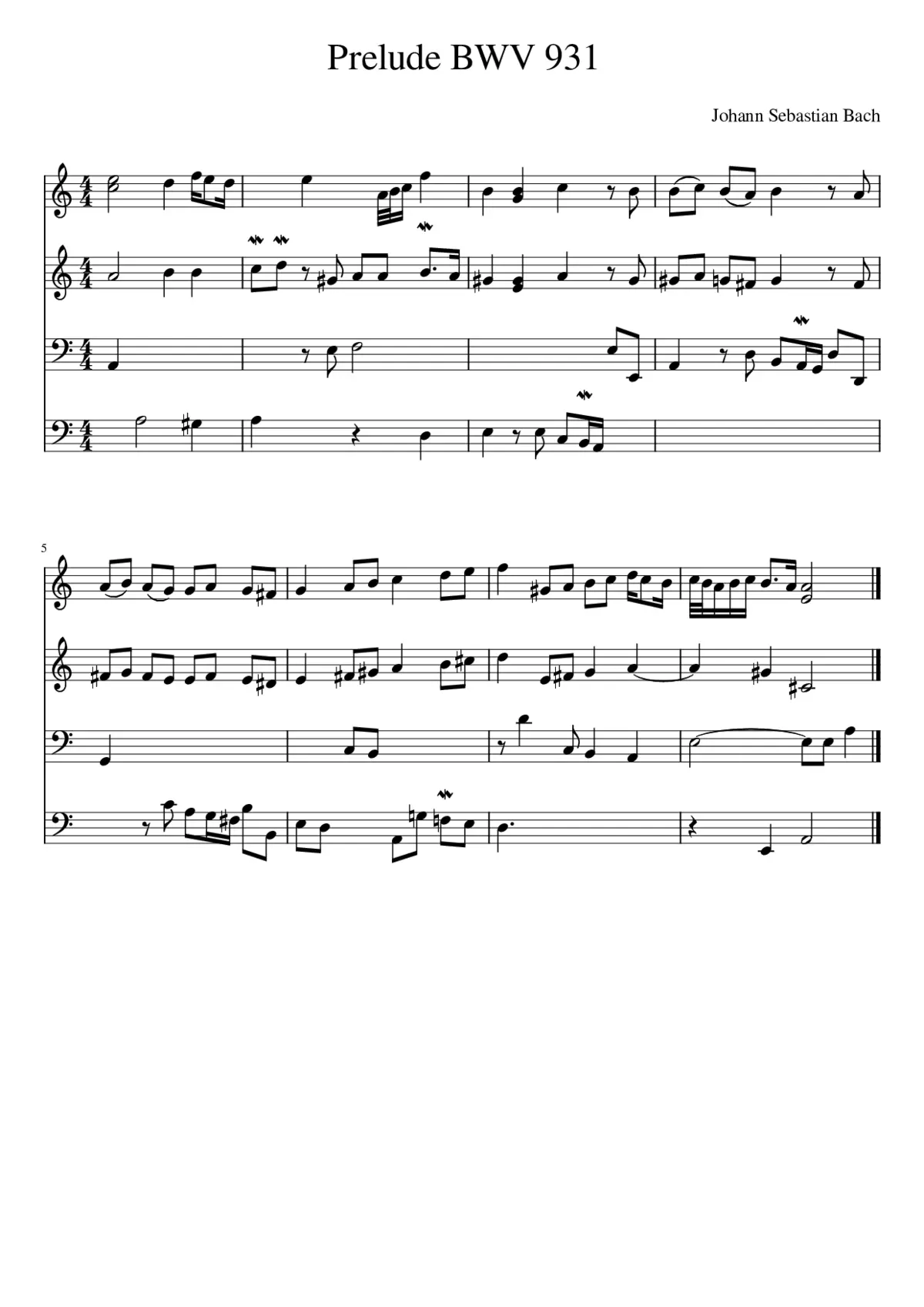 Prelude BWV 931 - Page 1