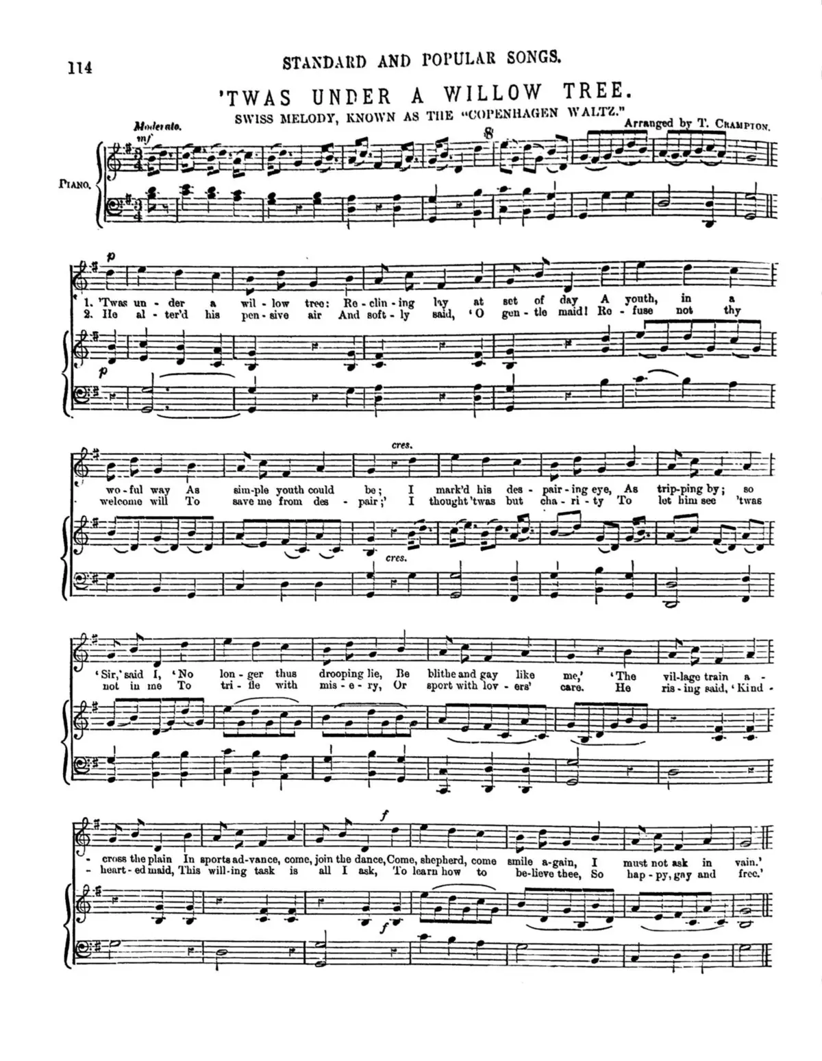 'Twas under a Willow Tree - Page 1