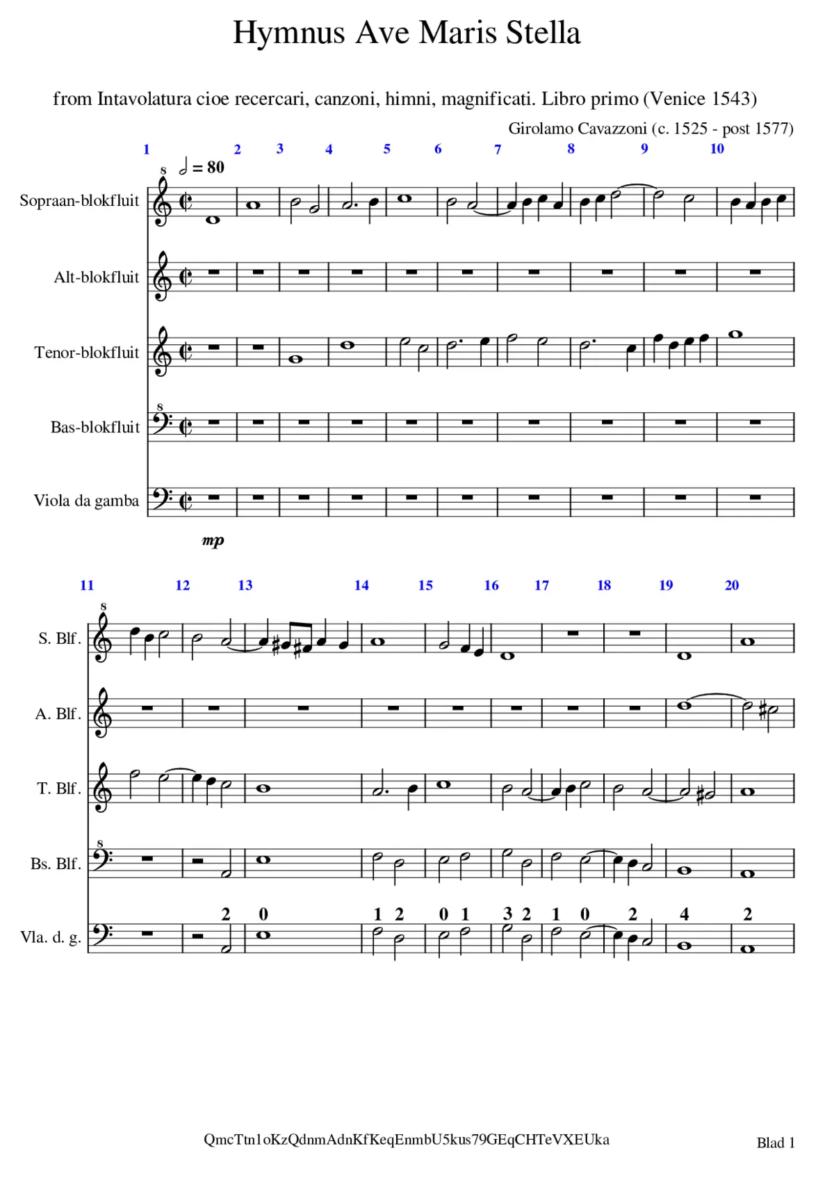 Cavazzoni Girolamo Hymnus Ave Maris Stella - Page 1
