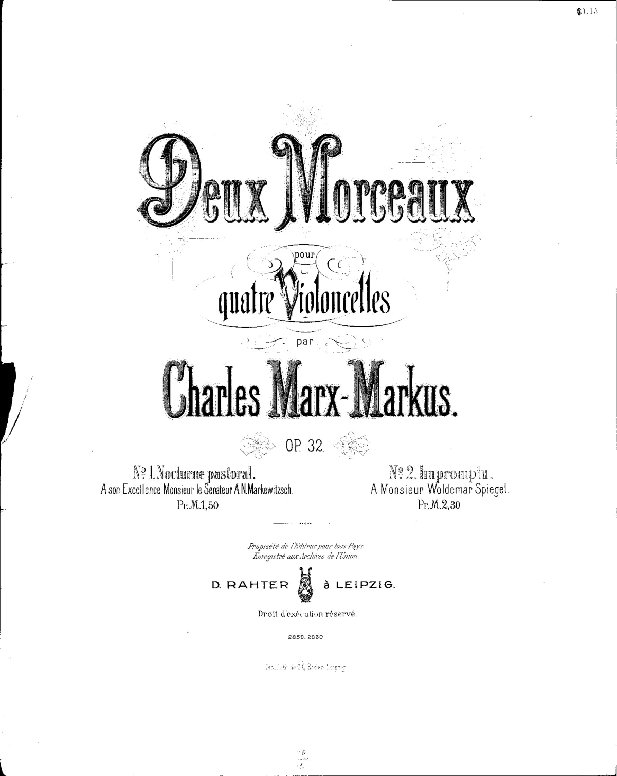 Deux Morceaux pour quatre Violoncelles - Page 1