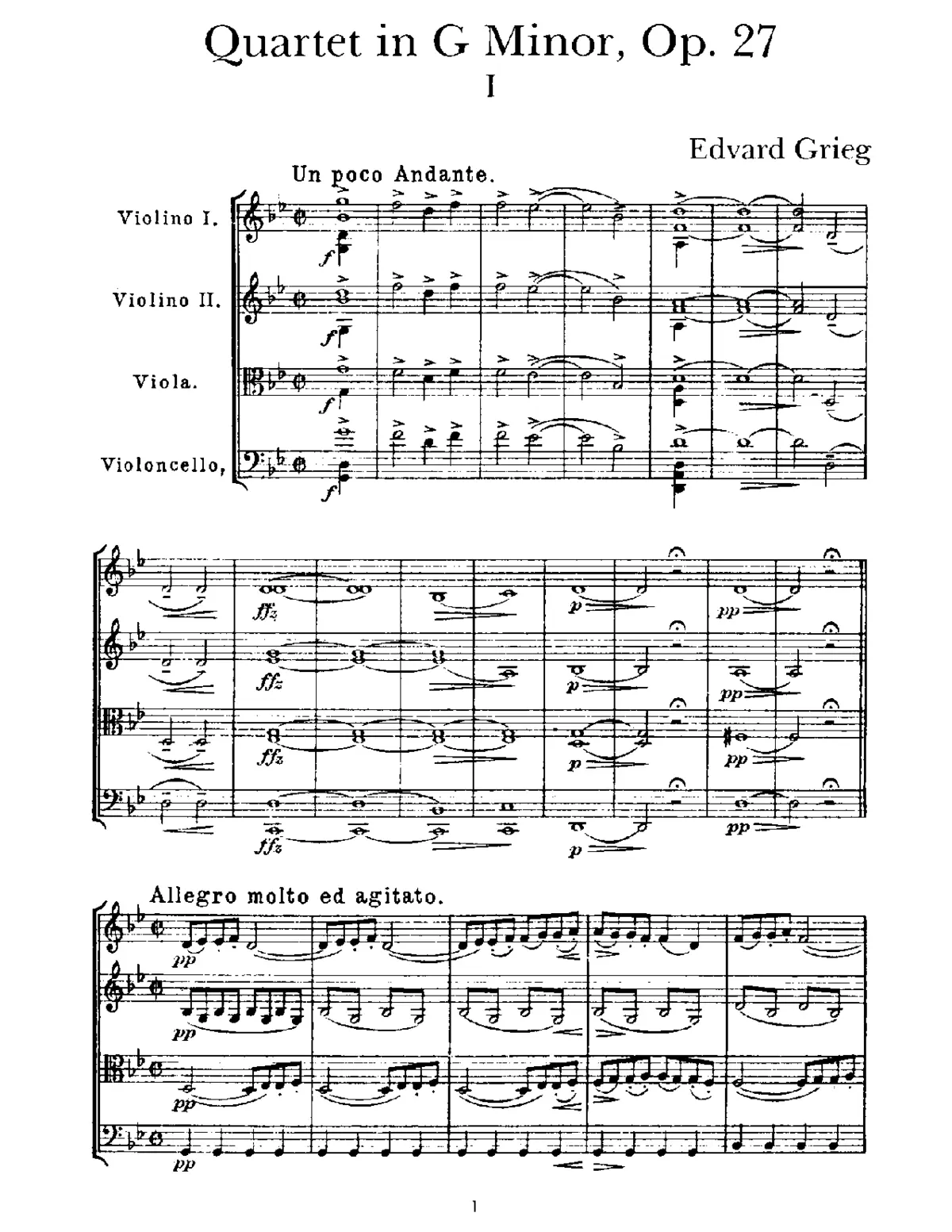 String Quartet No.1 - Page 1