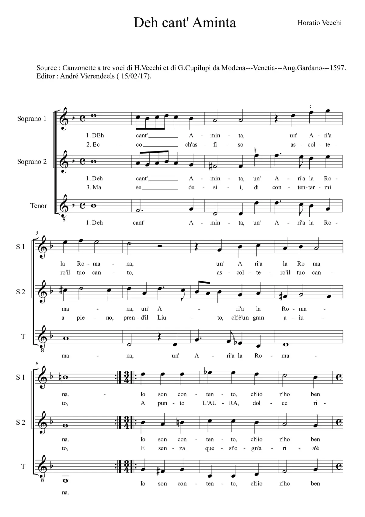 Deh cant' Aminta - Page 1