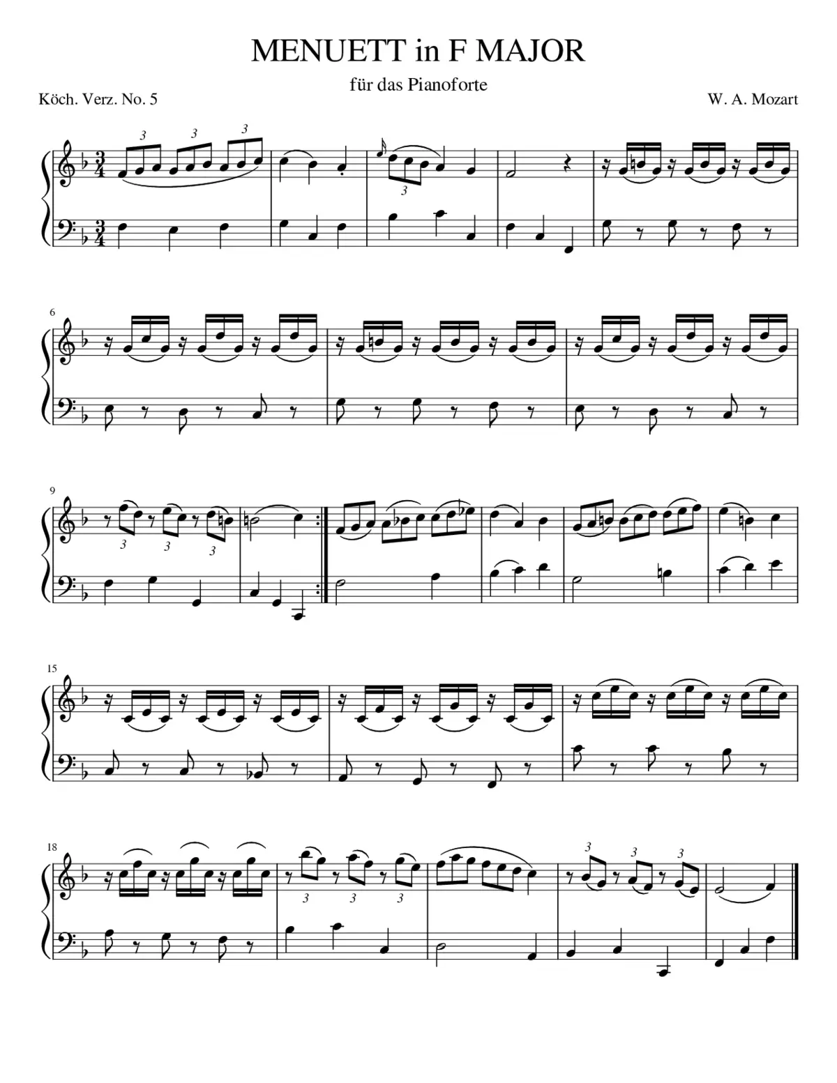 Minuet in F major K.5 - Page 1