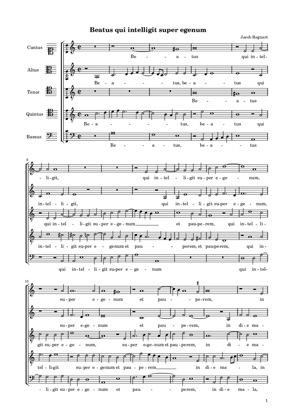 Beatus qui intelligit super egenum - Page 1