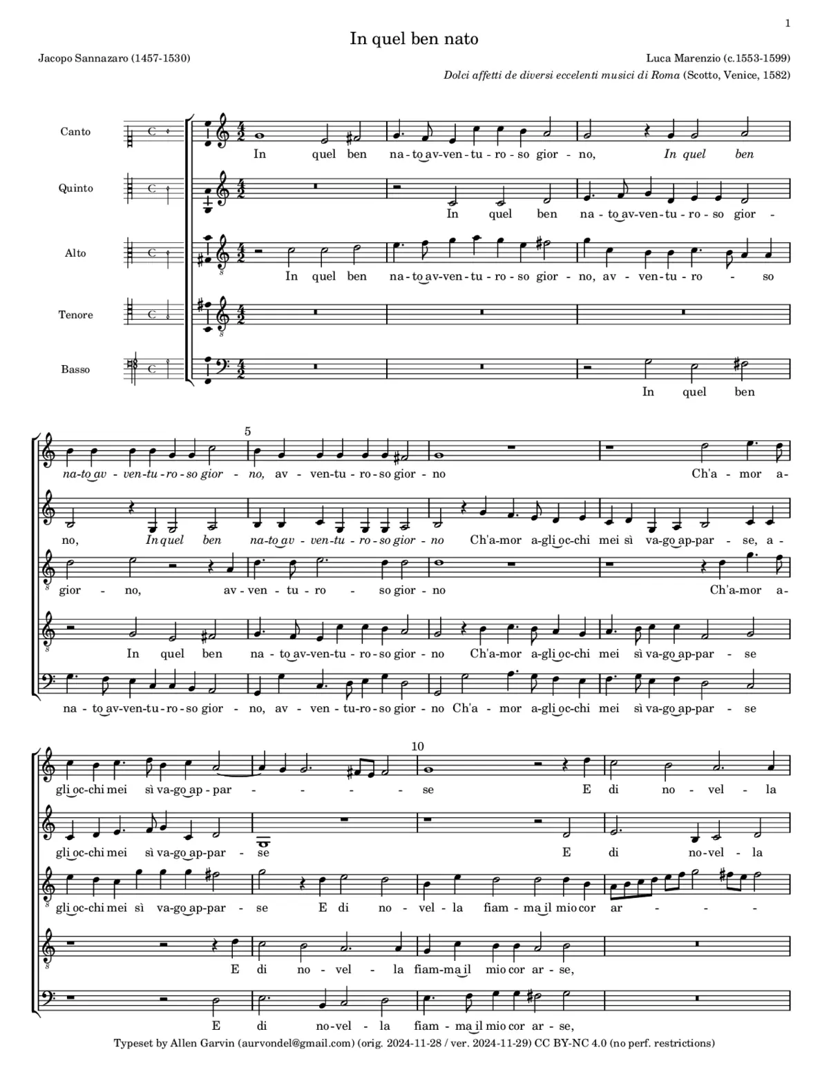 In quel ben nato aventuroso giorno - Page 1