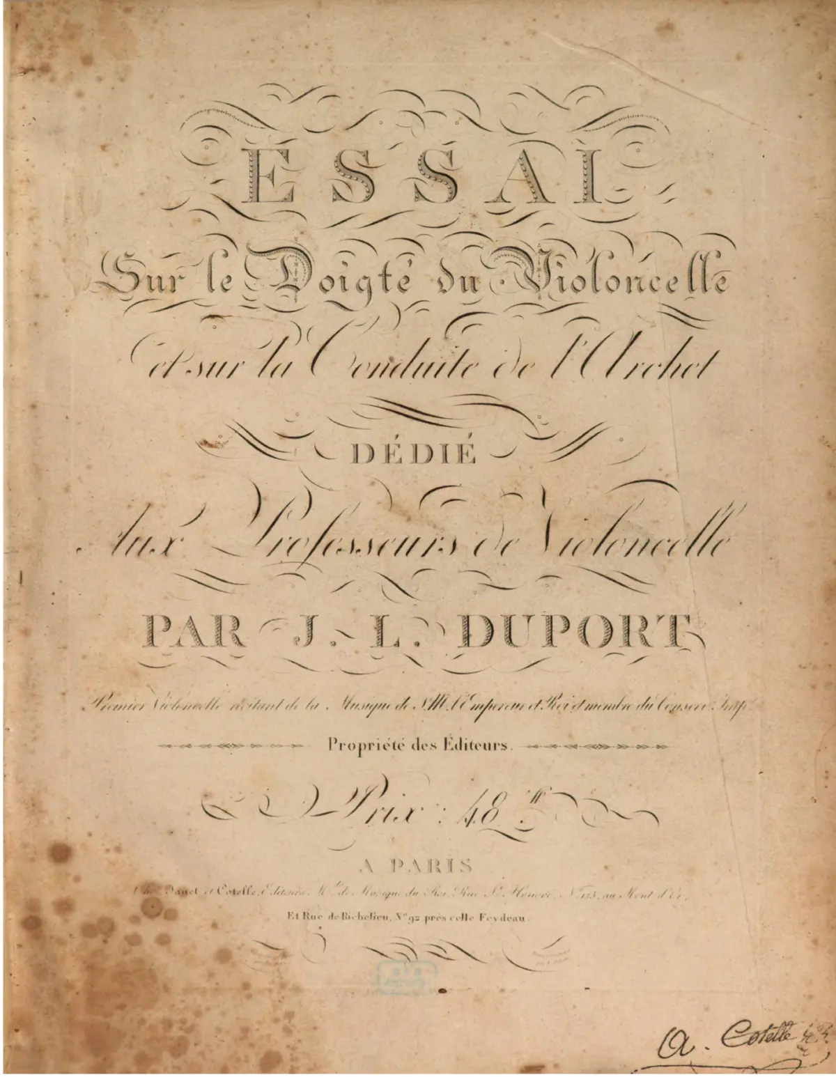 Instruction on the Fingering and Bowing of the Violoncello - Page 1