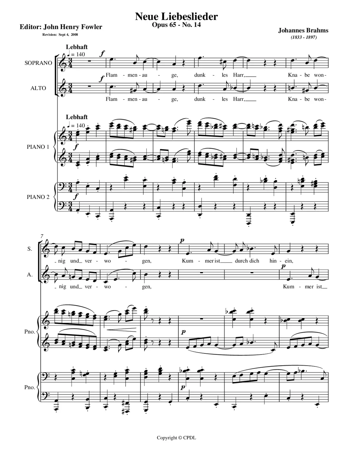 Flammenauge, dunkles Haar, Op. 65, No. 14 - Page 1