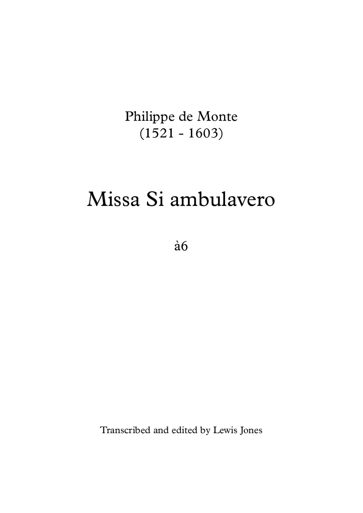 Missa Si ambulavero - Page 1