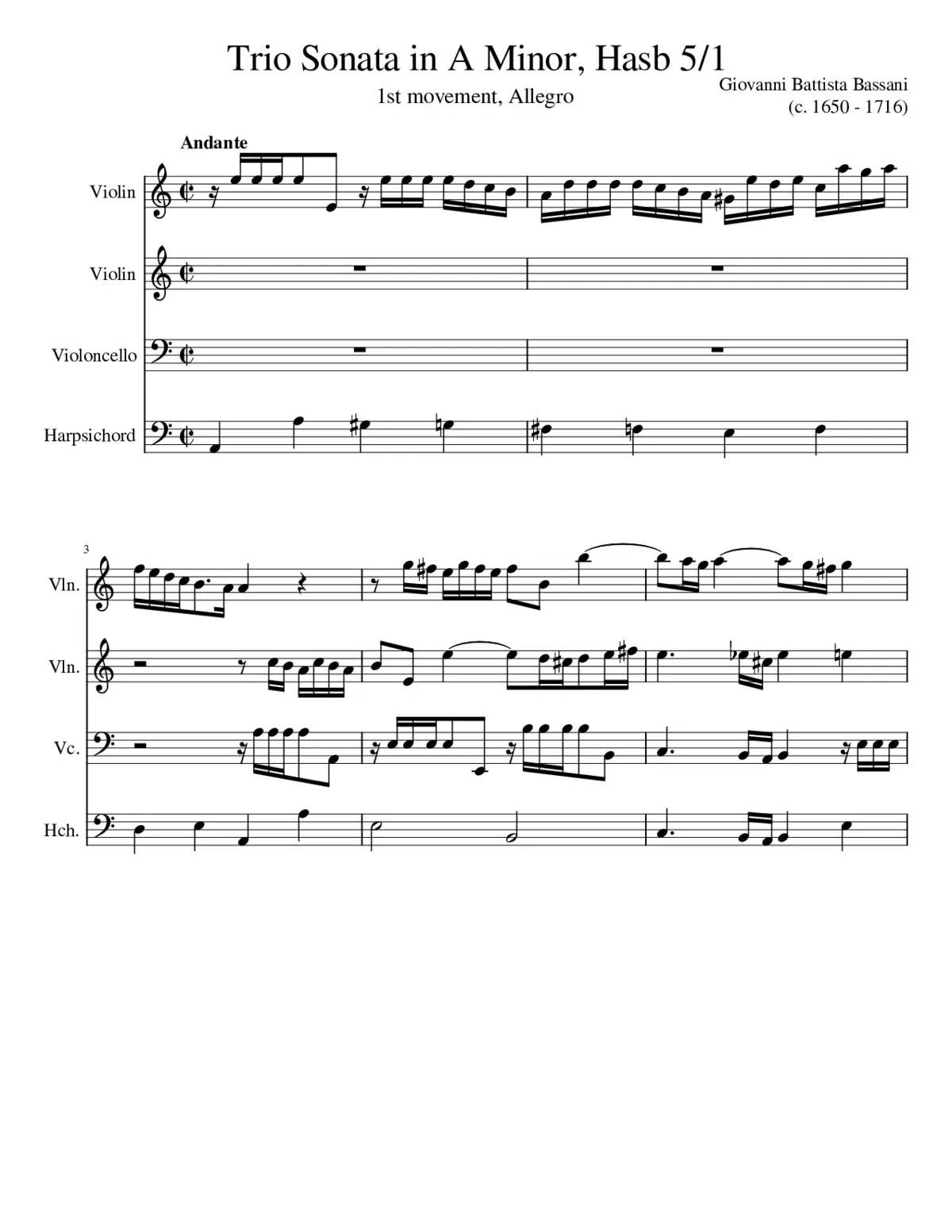 Trio Sonata in A minor HasB 5/1 - Page 1