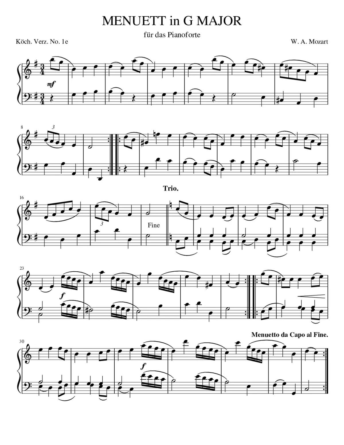 Minuet in G major K.1/1e - Page 1