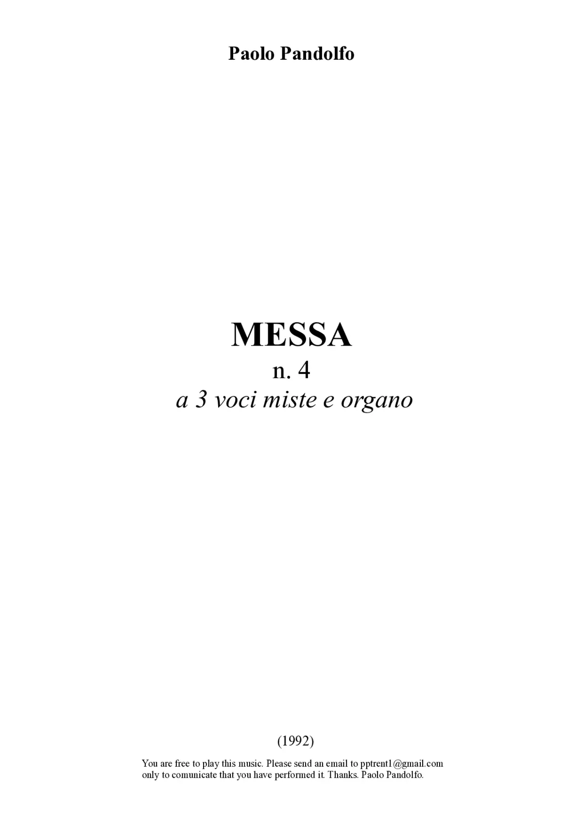 Messa breve n.4 a 3 voci miste (1992) - Page 1