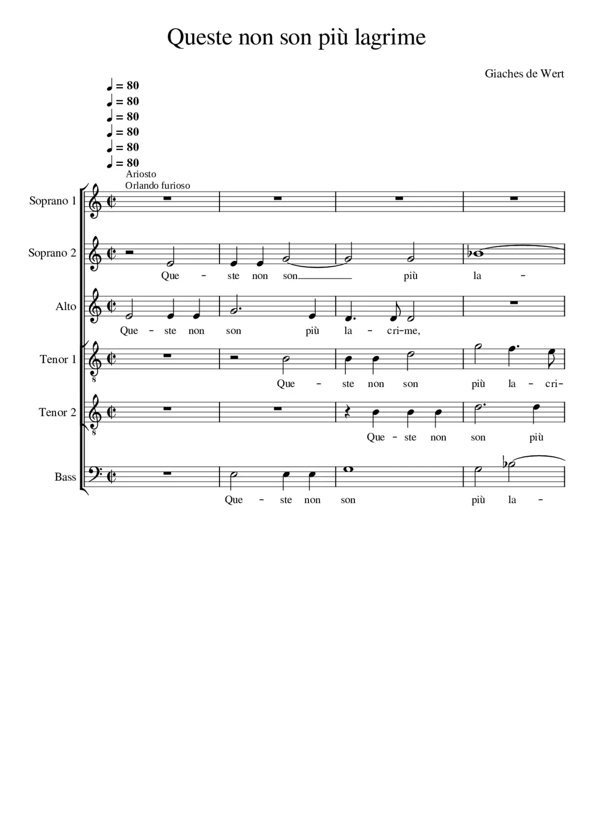 Queste non son più lagrime - Page 1