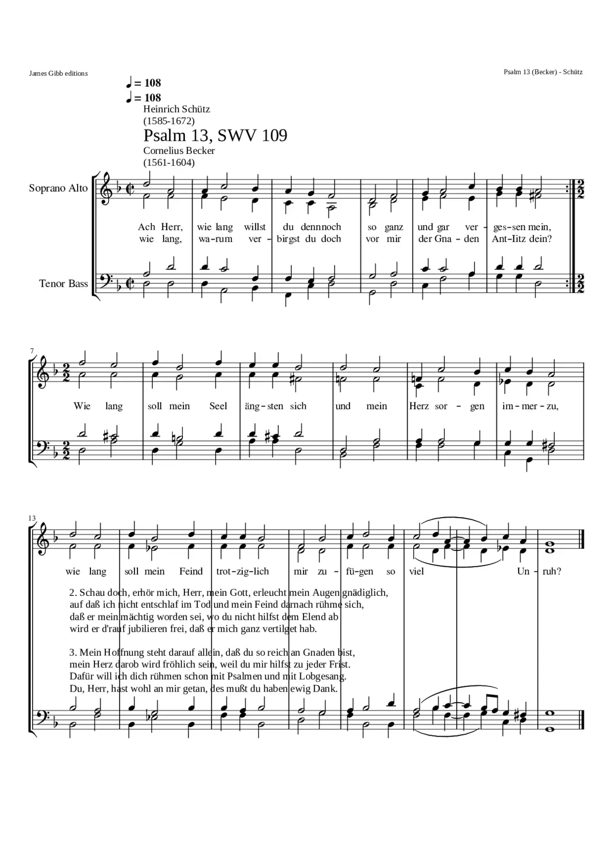 Ach Herr wie lang willst du denn noch SWV 109 - Page 1