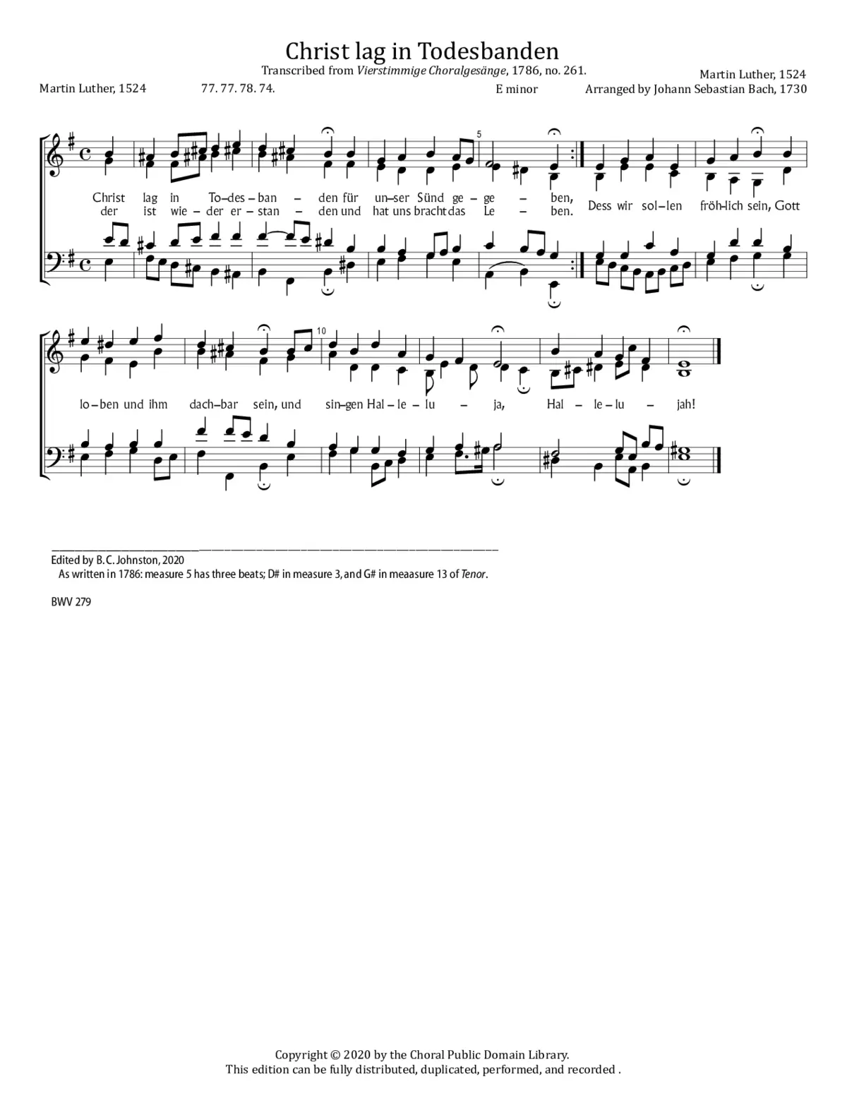 Christ lag in Todesbanden, BWV 279 - Page 1