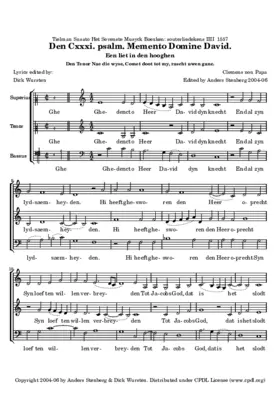 Ghedenct o Heer David dyn knecht (Psalm 131)