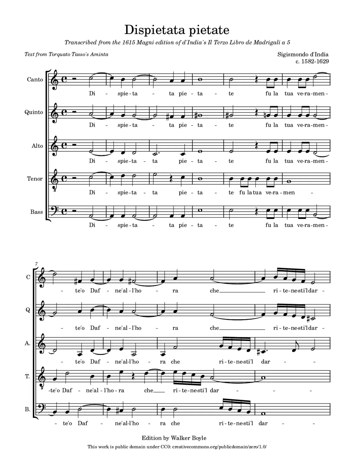Dispietata pietate fu la tua veramente, o Dafne - Page 1