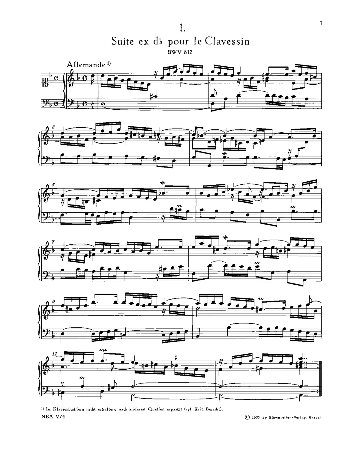 French Suite No.1 in D minor - Page 1