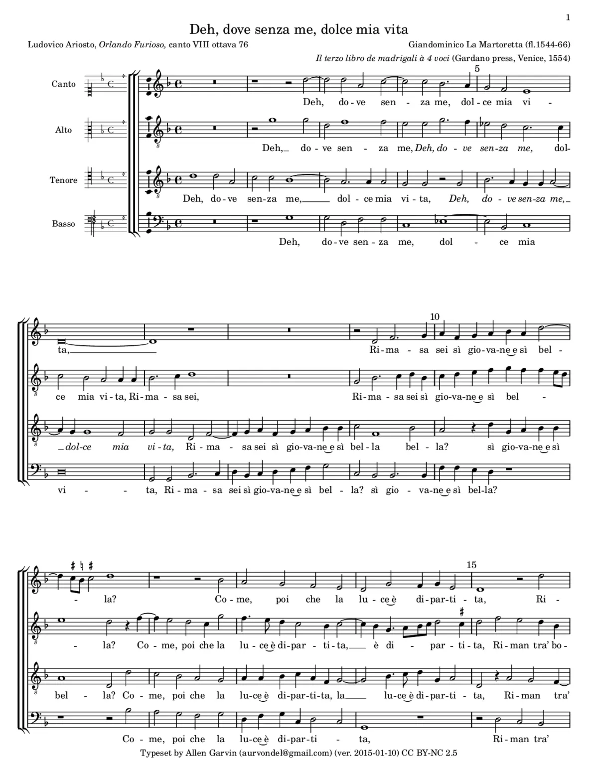 Deh, dove senza me - Page 1