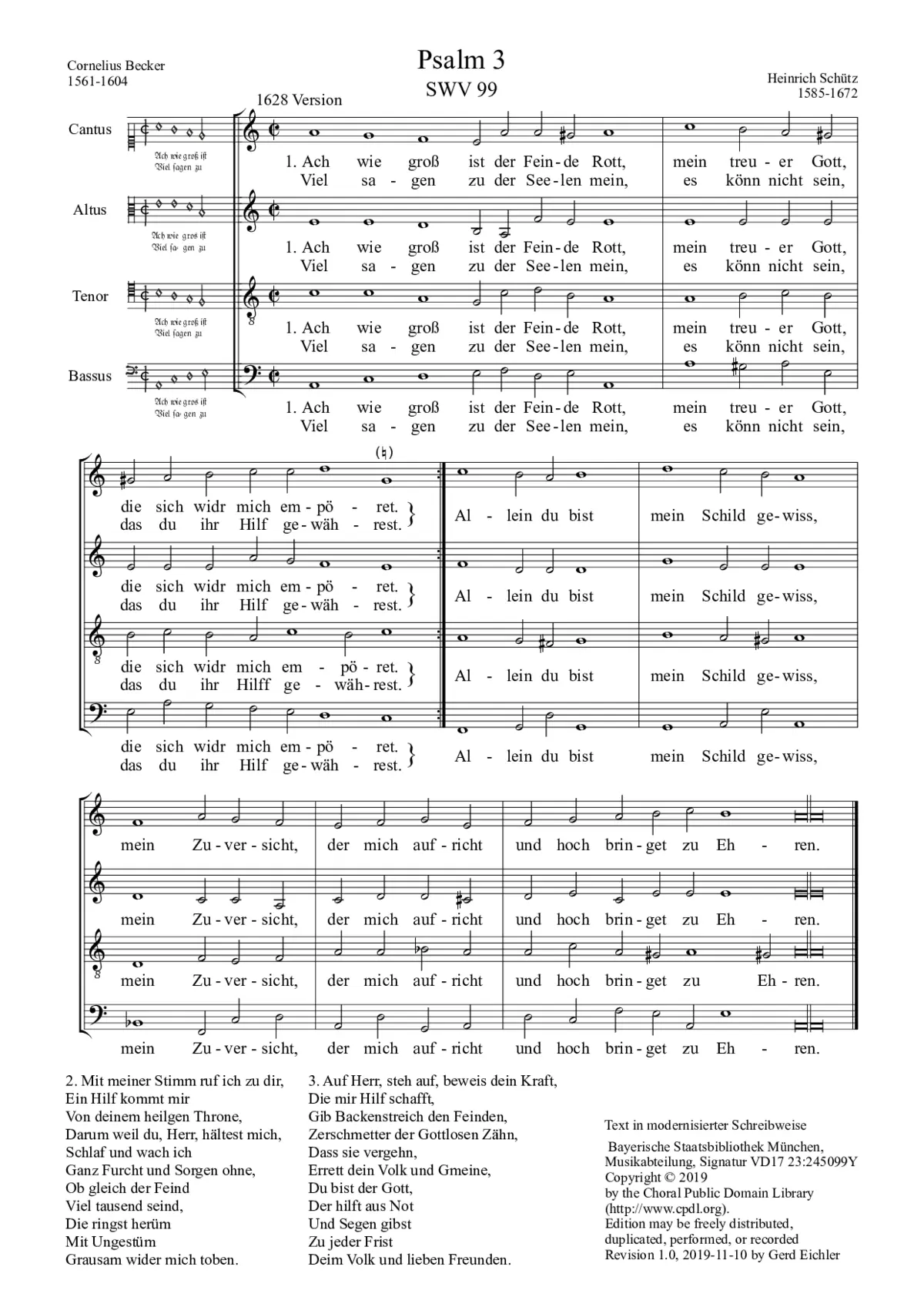 Ach wie gross ist der Feinde Rott, SWV 99 - Page 1