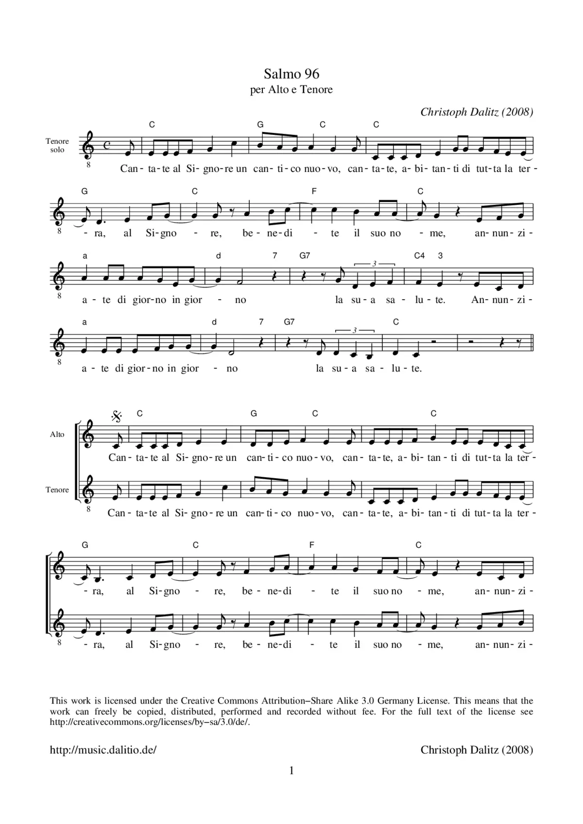 Cantate al Signore un cantico nuovo - Page 1