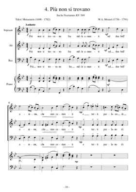 Più non si trovano / Unter der Liebenden zahlreichen Scharen, KV 549