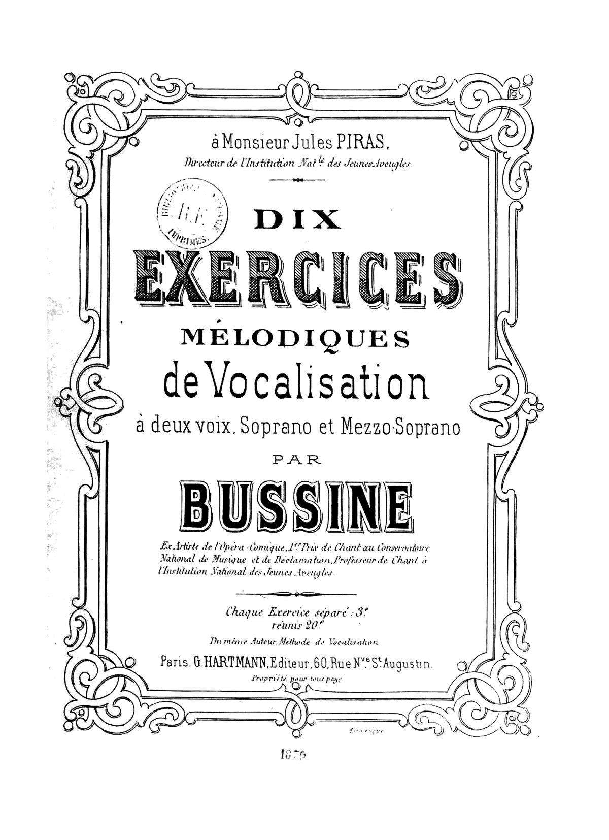 Dix exercices mélodiques de vocalisation à 2 voix, soprano et mezzo-soprano - Page 1