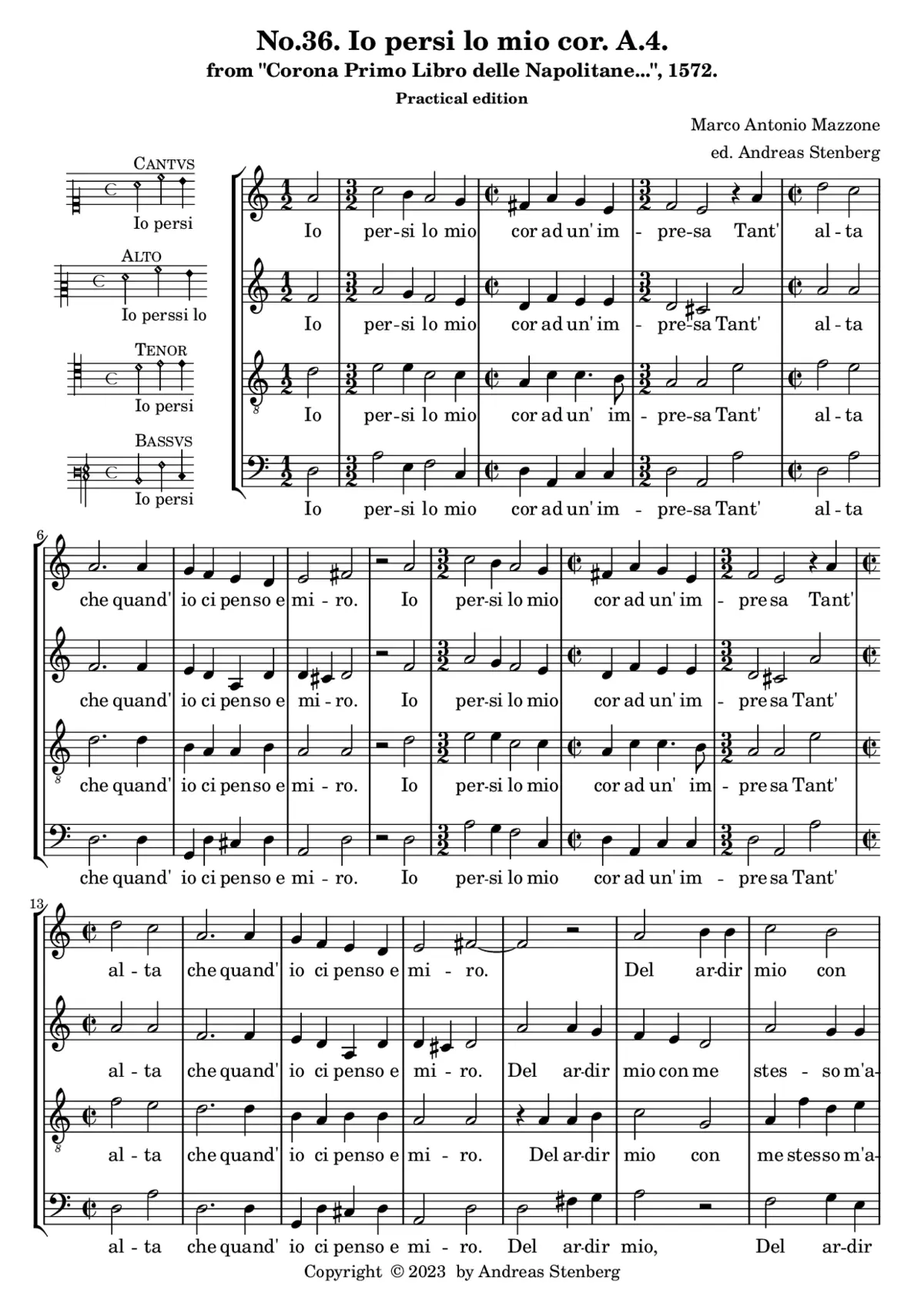 Io persi lo mio cor - Page 1
