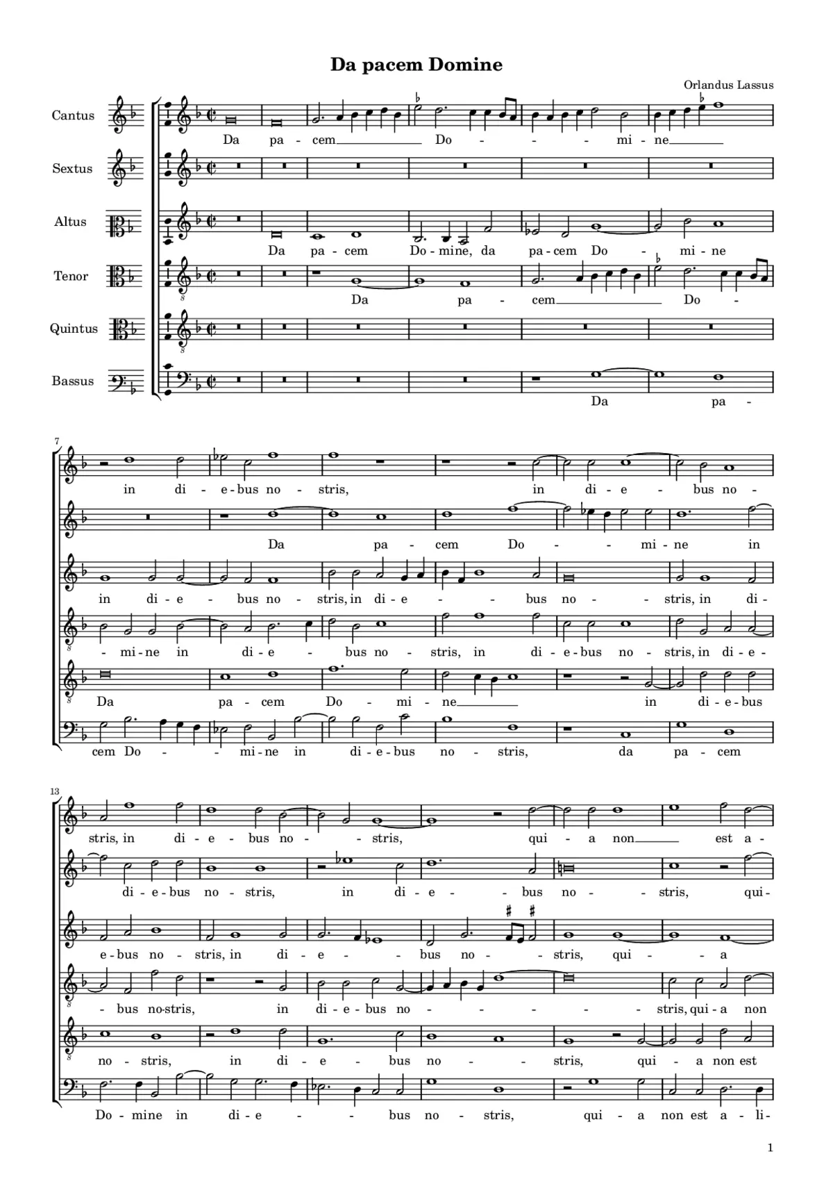 Da pacem Domine a 6 (1556) - Page 1
