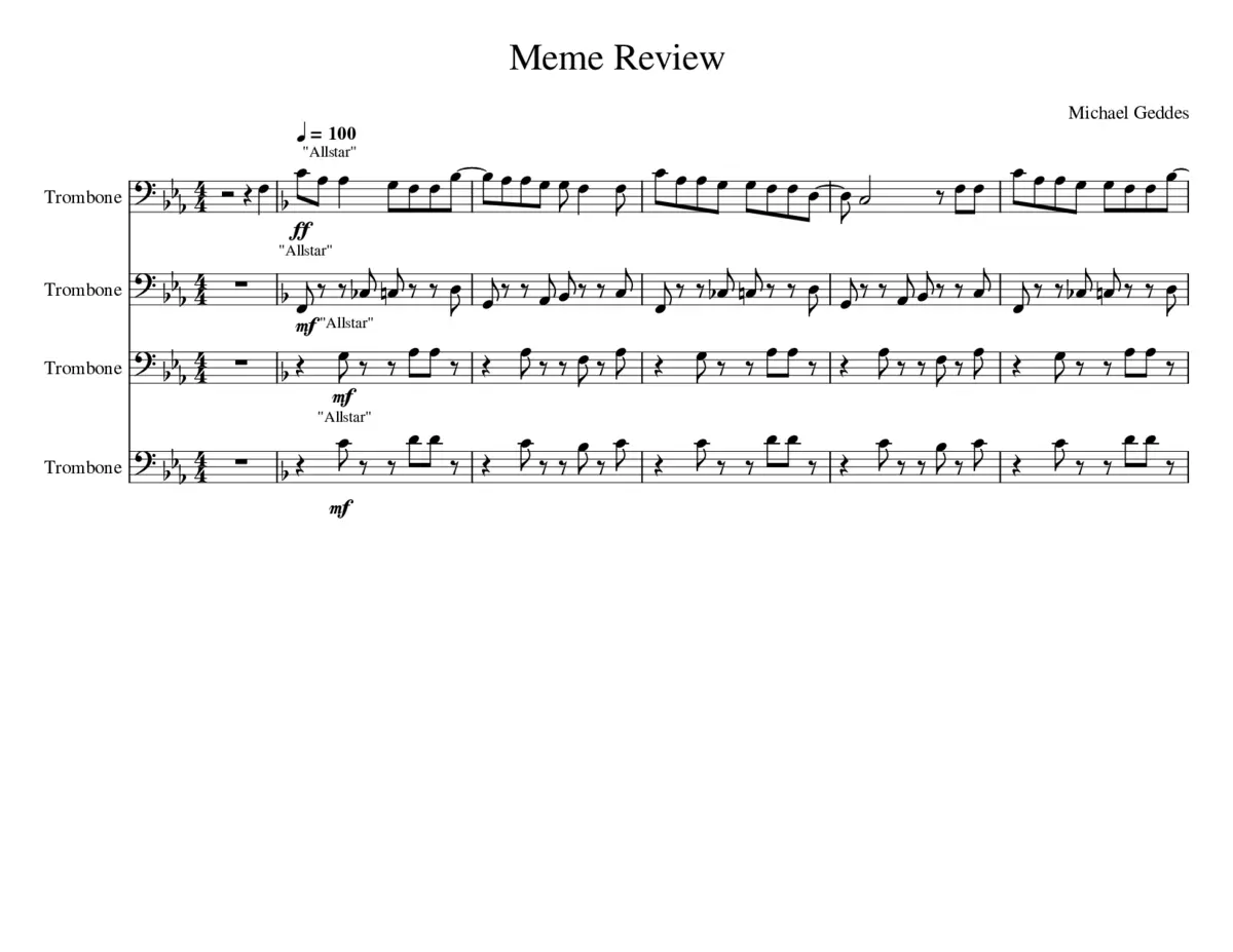 Meme Review - Trombone Quartet - Page 1