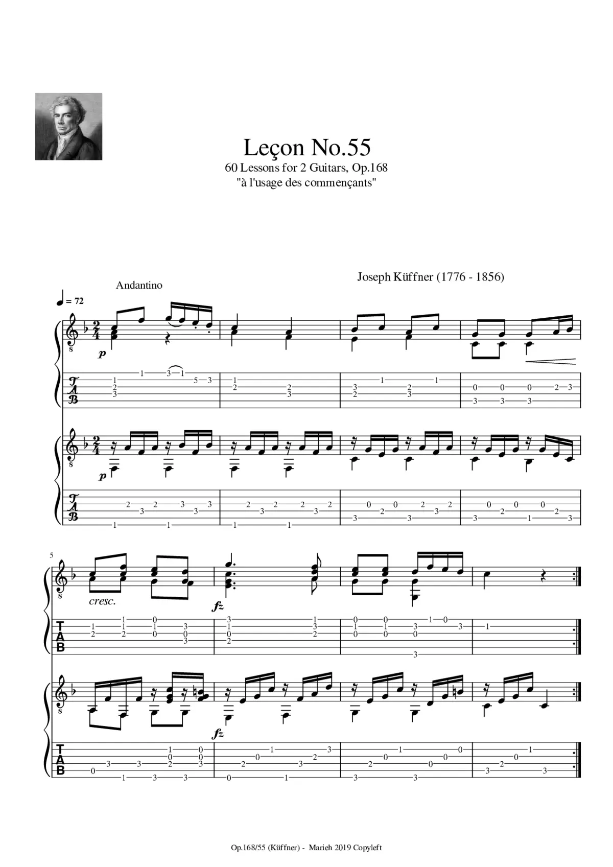 60 Lessons for 2 Guitars Op.168 - Page 1