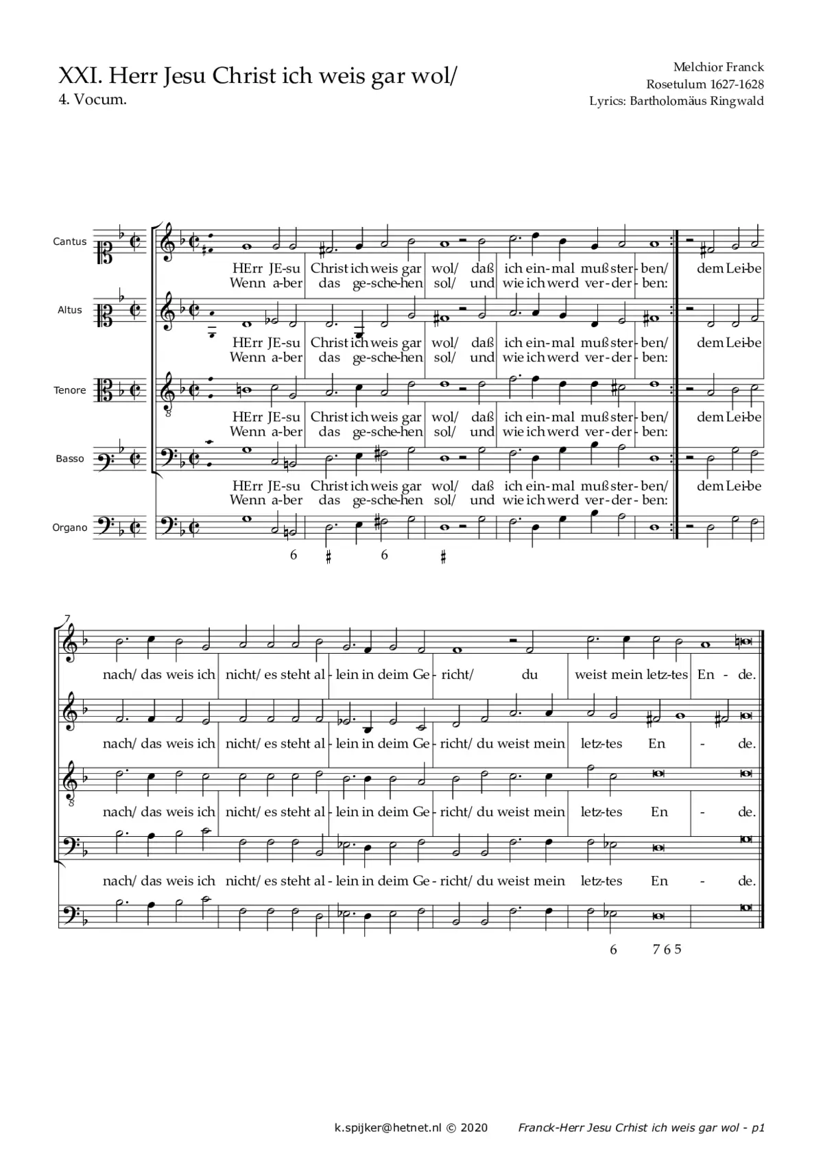 Herr Jesu Christ, ich weiss gar wohl - Page 1