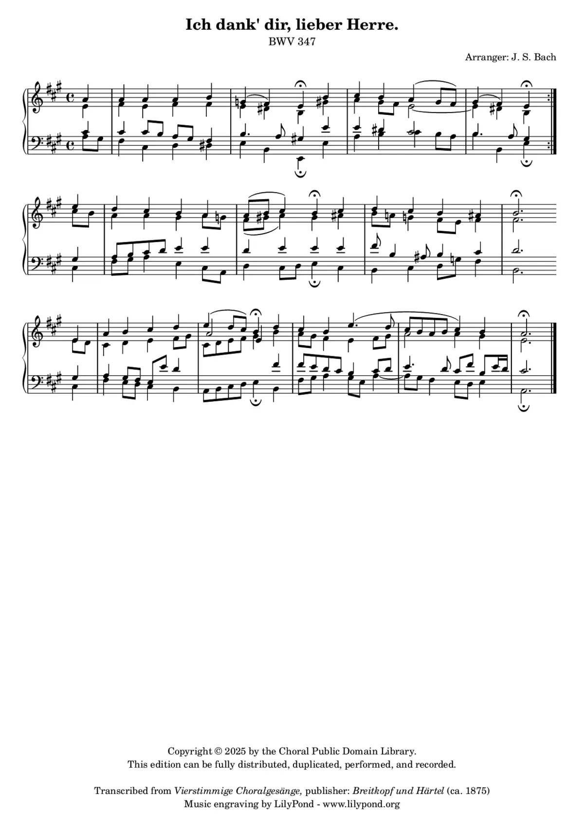 Ich dank' dir, lieber Herre, BWV 347 - Page 1